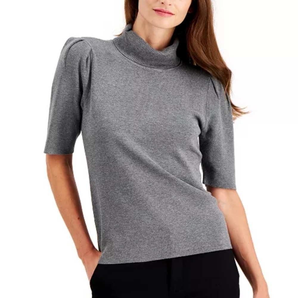 Alfani Gray Turtleneck Top